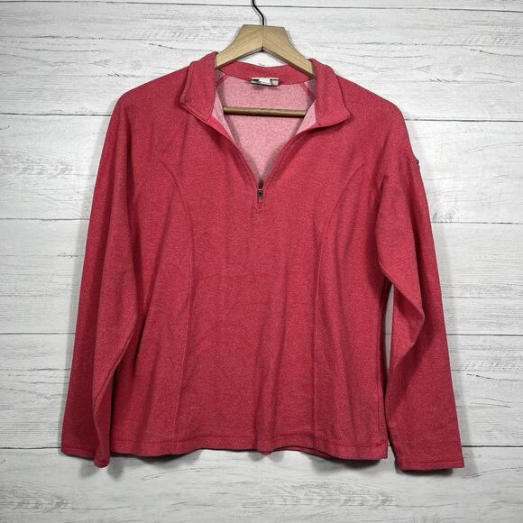 Ll Bean Sweater Women’s Medium Pink Coral 1/4 Zip Up Pullover Long Sleeve Collar - Picture 1 of 5
